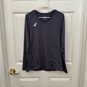 ASICS Women's Shirt Volleyball Jersey Spin Serve Long Sleeve Gray Size L
